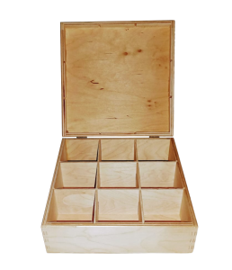 Pudełko drewniane z przegrodami - 9 komór (możliwy grawer lub nadruk UV)