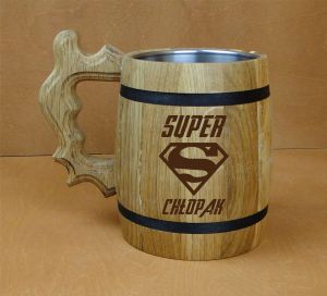 Super Chłopak - kufel drewniany z grawerem  (P980W9)