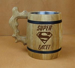 Super Facet - kufel drewniany z grawerem   (P980W7)