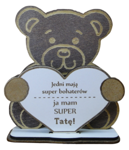 (P1185W2) Super Tata - Miś z życzeniami brązowy