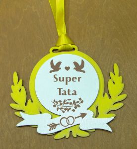 Medal Ślubny grawerowany Super Tata (P1335W2)