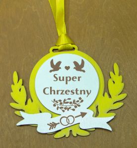 Medal Ślubny grawerowany Super Chrzestny (P1335W4)